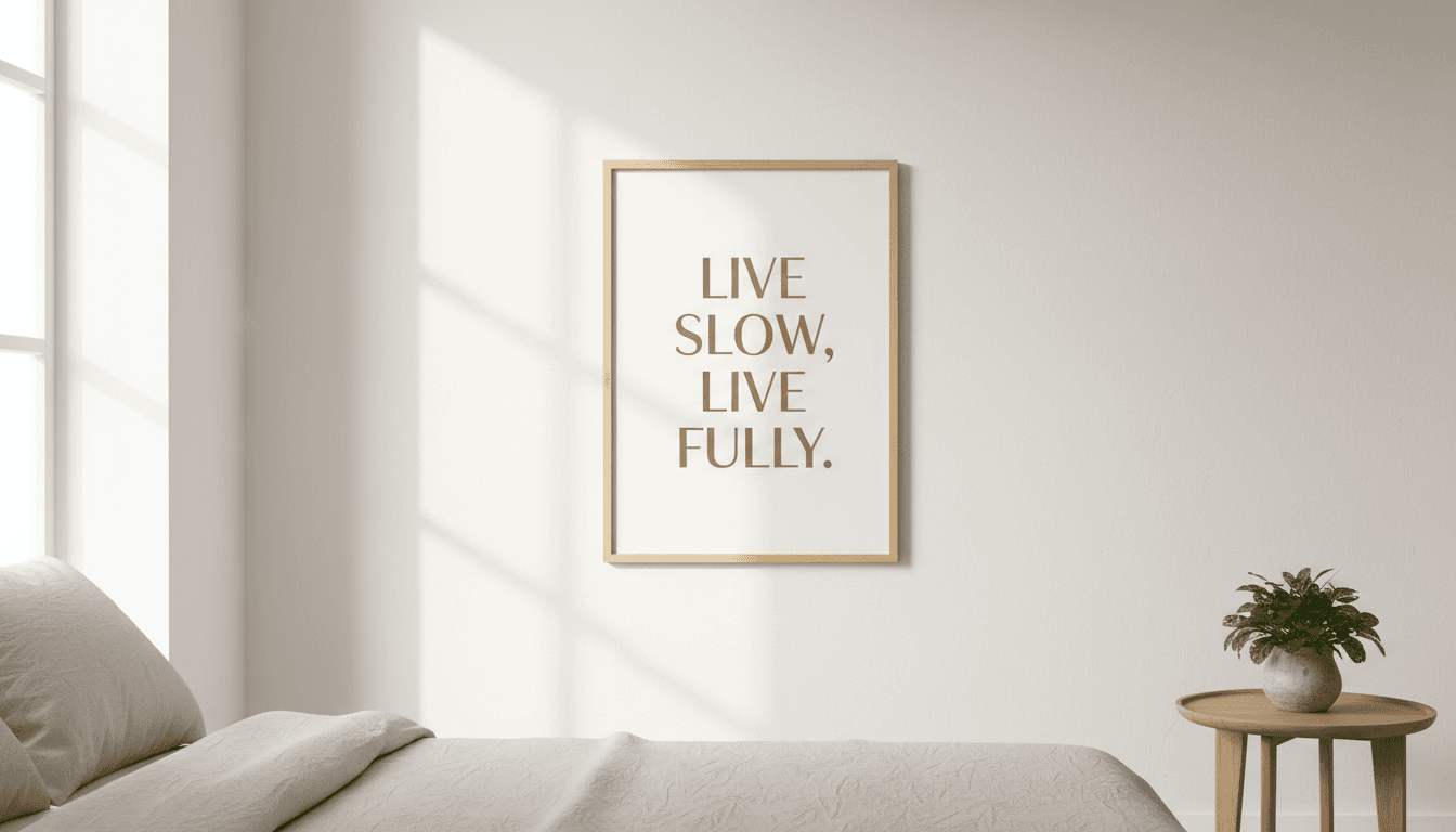Framed custom calligraphy quote displayed on wall